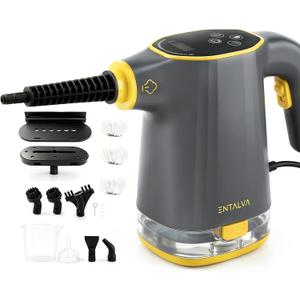 Handheld Steam Cleaner, Adjustable Steamer Cleaner, 15pcs Portable Cleaning for Car, Carpet, Furniture 410 mL, Grey
