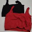 OLCHEE Womens 2 Pack Crop Tank Tops Basic Seamless Ribbed Sleeveless Square Neck Workout Top Summer Exercise Yoga Gym Shirts,XL