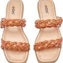 Veittes Women's Square Toe Flat Casual Slip-On Summer Sandals, LB21, Size 10