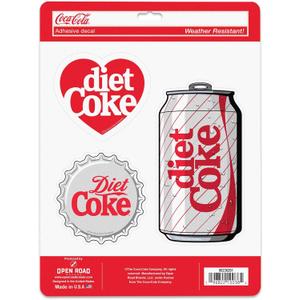 Coca-Cola Diet Coke Adhesive Vinyl Decals - Fun Set of Diet Coke Stickers for Laptop, Car or Water Bottle, 1 Pack (3 Count)