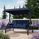 Outdoor Porch Swing with Adjustable Canopy, 3-Seat Patio Swing Chair