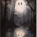Halloween Decor Wall art Prints Dark Forest Ghost Ghost Poster art Holiday Art Gifts 16x24in Unframed