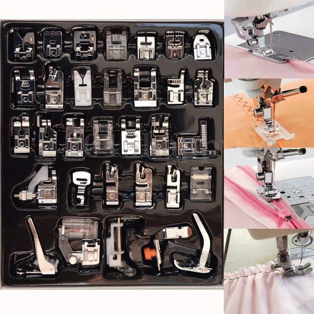 YEQIN 32 PCS Domestic Sewing Foot Presser Feet Set for Singer, Brother, Janome,Kenmore, Babylock,Elna,Toyota,New Home,Simplicity and Low Shank Sewing Machines