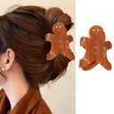 Gingerbread Man Hair Claw Clips Christmas Hair Clips Cute Cartoon Pattern Hair Jaw Barrettes Xmas Hair Accessories Funny Brown Gingerbread Man Claw Clip Christmas New Year Hair Decoration for Women