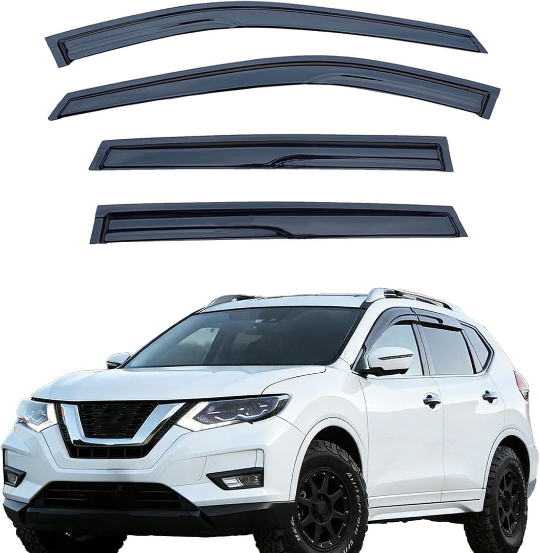 Window Visors for 2014-2020 Nissan Rogue, Outside Mount Tape-On Rain Guards, 4-Piece Set Vent Shade Deflectors