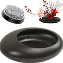 Flower Frog Vase Kit, Ikebana Floral Arrangement Ceramic Water Drop Pot Flower Arrangement Vase Kit (Dark Brown Large Size)