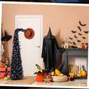 Leyndo 5 ft Black Curved Top Halloween Tree Artificial Crooked Neck Hinged Spruce Tree Lightweight Collapsible for Indoor Outdoor, Christmas Halloween Holiday Party Decoration