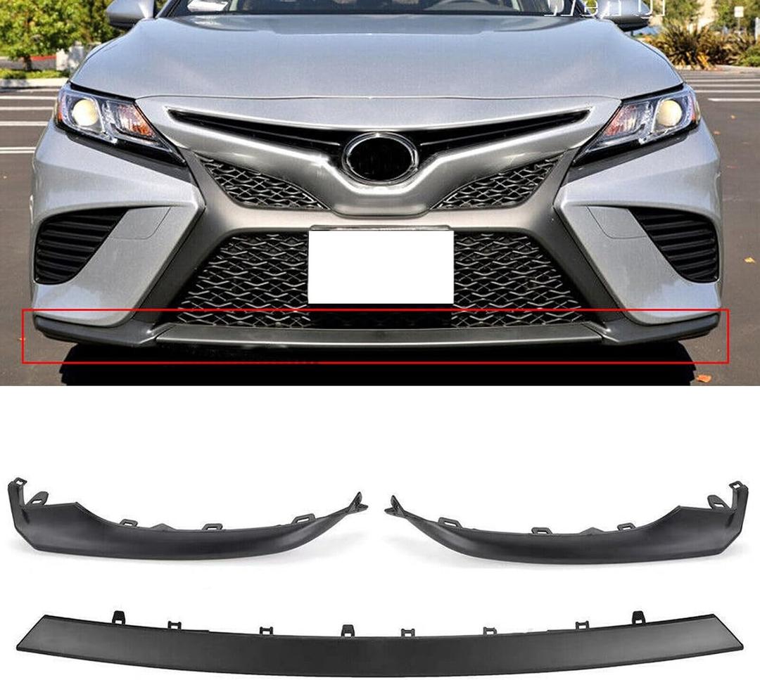 Front Bumper Lower Grille Trim Molding 3Pcs For Toyota Camry SE XSE 2018 2019 2020 8TH Front Lower Bumper Trim Middle & Left Driver & Right Passenger Side 5312206040 (Matte Black)