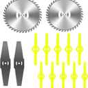 Weed Wacker Blade, Lithium Battery Lawn Mower Replacement Blade, 2 6 Circular Saw Blades, 2 One-Piece Alloy Steel Blades and 10 Plastic Blades for Power Weed Eaters and Lawn Trimmers
