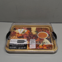 Farberware Build-A-Board Bamboo Cutting Board with Single Storage Compartment, Clear Locking Lid, Black Handles, Perfect for Charcuterie & Snacks