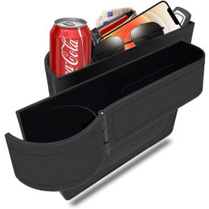 BAILISI Car seat gap filler organizer,multifunctional car seat organizer,Adjustable Cup Holder car console side storage box Holders phone, sunglasses,car accessories (Black style 3)
