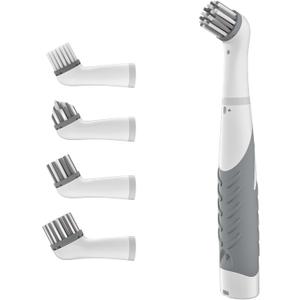Electric Cleaning Brush with 4 in 1 Multiple Brush Heads, Indoor Household Cordless Motorized Brush for Bathroom Toilet Kitchen Tile Crevice(Grey) (Gray)