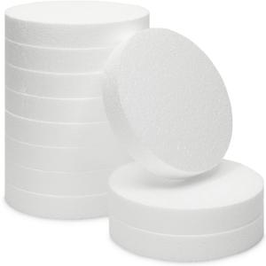 Juvale Foam Circles for Crafts - 6 Inch Round Cake Dummy Discs for DIY Projects (1 Inch Thick, White) 12 Pack
