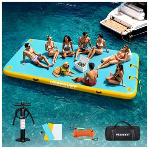 VEBESYET Inflatable Floating Dock Platform with Soft Ladder