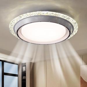 AHAWILL 19.29'' Bladeless Ceiling Fan with Light,Modern Crystal Ceiling Fan with Remote Control,Enclosed Flush Mount Fandelier,6 Wind Speed,Dimmable LED,White,for Bedroom Kitchen Dining Room, 19.69 inches