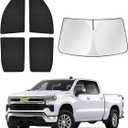 Sunshades for GMC Sierra 1500 2500 3500 2019-2025 2026 Accessories Windshield Sun Shade Side Rear Window Shade Cover Sun Visor Shield Privacy Protection Keep Vehicle Cool Black 5PCS