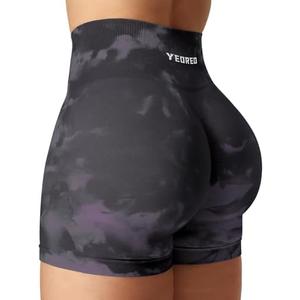 YEOREO Scrunch Workout Shorts Butt Lifting Jada Shorts Tie Dye Seamless Gym Biker Screen Print 3.6" Training Shorts, M