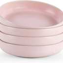 famiware Milkyway Pasta Bowls Set of 4, 8.5" Large Salad Bowls, Double Reactive Glaze, Sturdy & Stackable, Ideal for Housewarming, Festivals, Light Pink