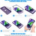 ORETECH for iPhone 14 Case, with [2 x Screen Protectors] [15 Ft Military Grade Drop Test] [Camera Protection] 360 Shockproof Slim Thin Phone Case for iPhone 14 Cover 6.1"- Purple