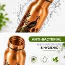 Pure Copper Drinking Bottle 100% Ayurvedic Copper Drinking Bottle, Leak Proof, Handmade Hammered Design, Health & Wellness Bottle for Home, Office, Yoga & Travel (34 oz / 1 Litre)