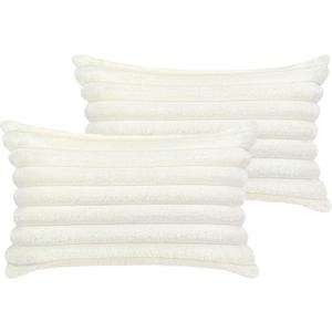 12x20 Throw Pillow Covers Set of 2, Decorative Faux Fur Covers for Bed, Couch Soft Fluffy Pillow Cover with Velvet Back for Living Room, Neutral Home Dcor Accent for Sofa - Cream White
