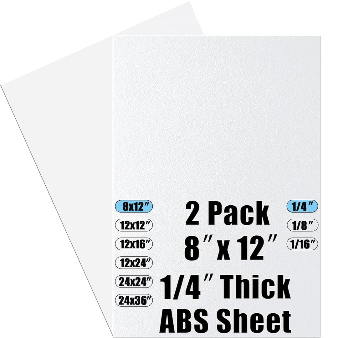 ABS Plastic Sheet 1/4 Inch Thick 8" x 12" (2-Pack),Two-Sided Heat Moldable Panel (Thermoplastic Textured Front & Smooth Back), White Thermoform Board Great for DIY Projects, Decor, Handcrafts