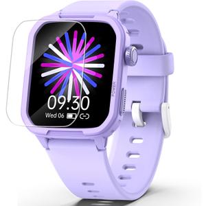 Kids Smart Watch for Boy Girl, Kids Watches with 19 Sport Modes, Heart Rate, Sleep Monitor, Pedometer, Alarm Clock, IP68 Waterproof Fitness Tracker, Gift for 6-16 Year Old Boys Girls Toys (Purple)