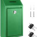 Yaocom Metal Money Drop Donation Cash Box for Farm Stand Collection Safe Suggestion Box with Lock Wall Mounted Mailbox Container for Home Office Outdoor(Green,10.24 x 5.71 x 2.95 Inch)