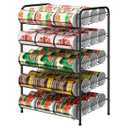 smusei 5 Tier Can Organizer for Pantry Shelf Large Capacity Drink Organizer Holds 60 Cans of Soda Can Dispenser with Adjustable Metal Diverter Strip for Kitchen Cabinet Cupboard, Black