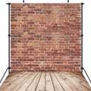 8X10FT Vintage Theme Red Brick Wall with Wooden Floor Photography Backdrop for Baby Shower Newborn Portrait Birthday Party Graduation Background Photo Shoot Props