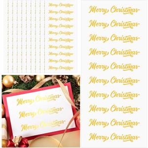 200 Pcs 20 Sheet Gold Script Merry Christmas Stickers Merry Christmas Script Mini Foil Adhesive Decals Self-Adhesive Xmas Stickers for Crafts Scrapbooks Holiday Cards Presents