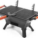 Sungmor Compact Cast Iron Charcoal Grill - Tabletop BBQ Grill with Adjustable Grate & Wooden Handles, 12 x 7 Ideal for 1-3 People - Portable Heavy-Duty Grill for Camping, Balcony & Small Spaces