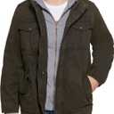 Levi's Men's Washed Cotton Hooded Military Jacket (Regular & Big & Tall Sizes) (Black)
