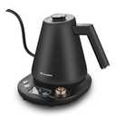 Elite Gourmet EKT3001 1L Digital Water Kettle, 304 Stainless Steel Interior, Programmed Temperatures, Keep Warm Function, Cordless, 360° Base, Auto Off & Audible Indicator, Matte Black