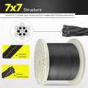 550FT 1/8" Black Stainless Steel Cable,T316 Wire Rope Cable for Deck Cable Railing Kit, Black Stainless Steel Cable Railing with Cutter, 7x7 Strands Construction Braided Stainless Wire with Cutter