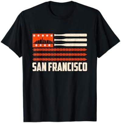 San Francisco Baseball Flag Patriotic Vintage T-Shirt, L