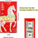 Red Envelopes Chinese New Year Of The Horse 2026,, Lucky Money Envelopes For Lunar New Year,Heavy Duty Li Xi Hongbao With 6 Gold Embossed Patterns Colorful 24Pcs Large Glitter
