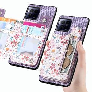Case for T-Mobile REVVL 7 PRO 5G, T-Mobile Revvl 7Pro Wallet Case PU Learher Butterfly Flower Painting | Card Slots Case Back Wallet [Car Mount] Double Magnetic Buttons Flip for Girls - Violet
