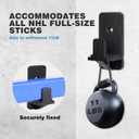 Hikeen 4 Pcs Hockey Stick Wall Mount Set,Hockey Stick and Puck Display Holder w/Protective Soft Liner,Ice Hockey Stick Wall Mount for Decor & Storage, Display Game Winning Hockey Stick and Puck