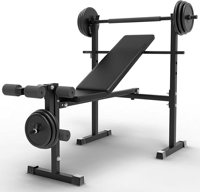 DHT Weight Bench, Adjustable Weight Benches for Home Gym, Workout Bench with Fast Folding, Incline Decline Bench Press for Full Body (Black)