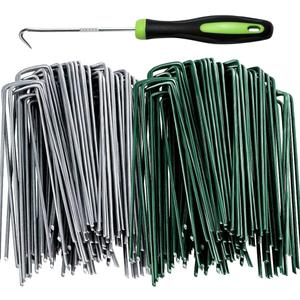 6 inches 50 Packs Galvanized Landscape Garden Stakes Staples,Toylin U-Shaped Tent Stakes, Landscape Staples Ground Stakes for Landscaping Securing Weed Barrier Fabric, Holding Fence