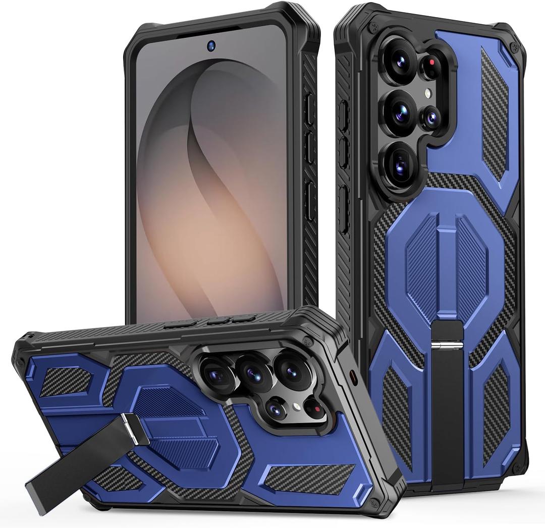 Strong Magnetic & Built-in Stand for Samsung Galaxy S25 Ultra Case, [Compatible with MagSafe], Military-Grade Protection, Shockproof Kickstand Phone case S25 Ultra (Blue)