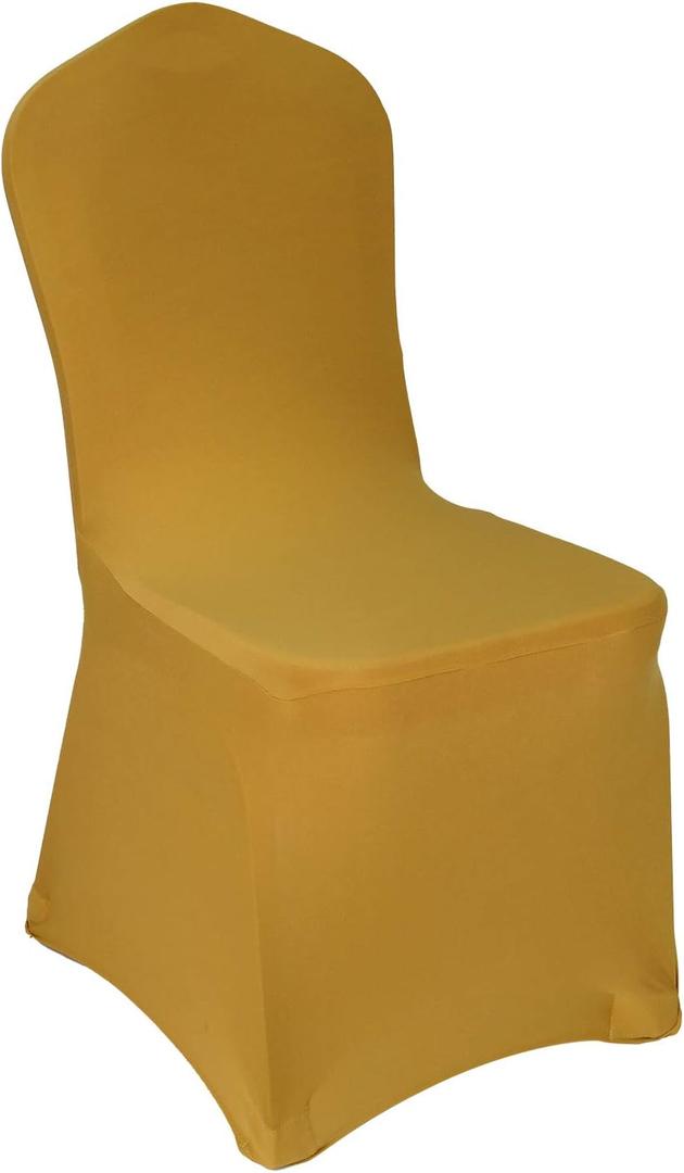 WELMATCH Gold Spandex Chair Covers - 50 PCS Wedding Banquet Events Party Universal Dining Decoration Stretch Elastic Chair Covers Good (Gold, 50)