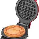 DASH Multimaker with 7 Removable Plates: Waffle Iron & Griddle + 3 Themed Plates - Santa Pumpkin Snowman - Mini Waffle for Halloween and Christmas Holidays - for Kids and Families (Red)