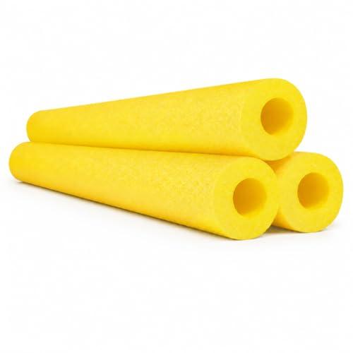 Chochkees Pool Noodles 52" x 2.5" Inch Swimming Hollow Core Foam Tube, Floating Thick Noodles for Floating, Pool Accessories (Yellow, 3-Pack)