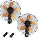 20 Inch Wall Mount Fan with Remote Control Wall Mounted Oscillating Fan with 3 Speed Settings,High Velocity Fans with Adjustable Tilt and Timing for Bedroom,Living room, Kitchen,office,Gold 2 Pack