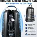Golf Travel Bag for Airlines, Hard Shell Top Golf Travel Case with Wheels, Heavy Duty 1680D Oxford Fabric, Reinforced Base, Oversized Tank Wheels, Built-in TSA Lock, Water-Resistant Zippers