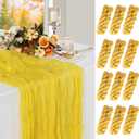 12 Pack Yellow Cheesecloth Table Runner 10 ft, Long Boho Gauze Table Runner, Rustic Cheese Cloth Table Runner for Wedding, Dinner, Baby Shower(Yellow 30#-12p)