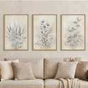 Neutral Boho Floral Botanical Framed Canvas Wall Art Set-24"x36"x3
Minimalist Flower Wall Decor,Nature Wildflower Art Prints,Modern Beige Plant Artwork for Living Room,Bedroom,Farmhouse,Office