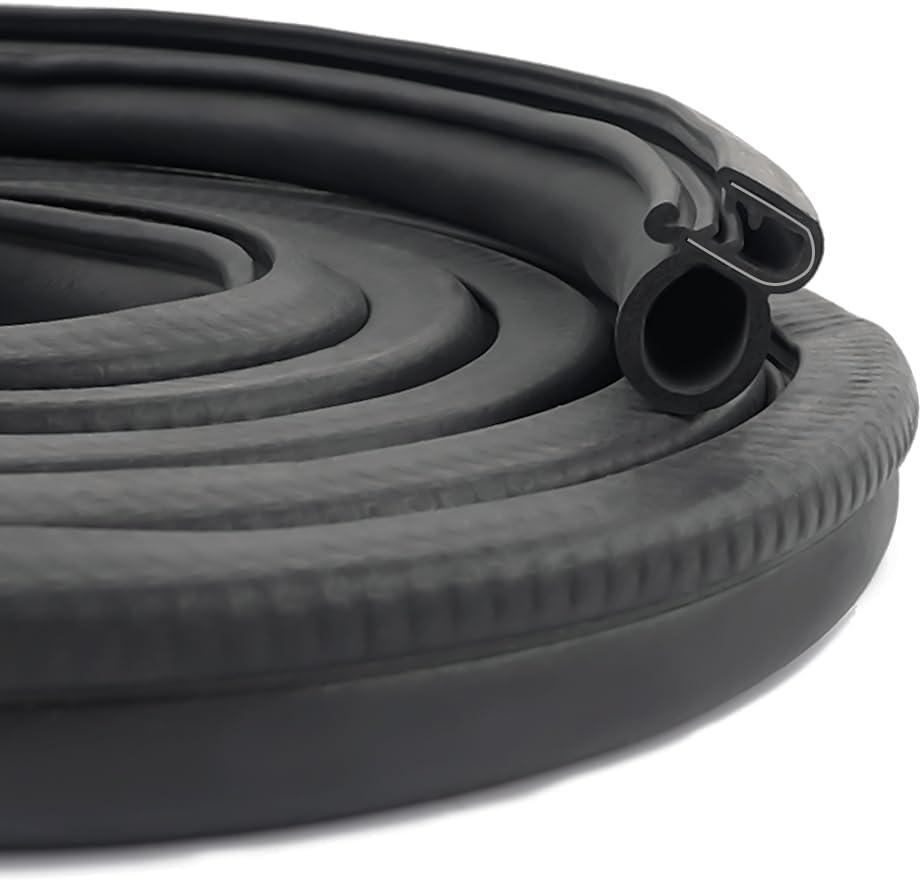 Car Door Seal Strip,U-Shaped Automotive Weather Stripping Rubber Seal Strip with Metal Clips,Universal Push-in Car Door Edge Guards Fits Car Truck RV Boat Home(25Ft)